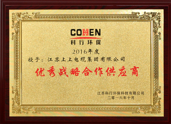 Z6尊龙凯时电缆获评科行环保“优良战术合作供给商”称号